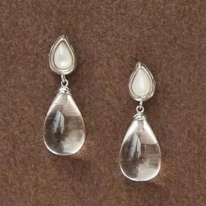 Classic Teardrop Earrings Silver Tone Bridal Romantic